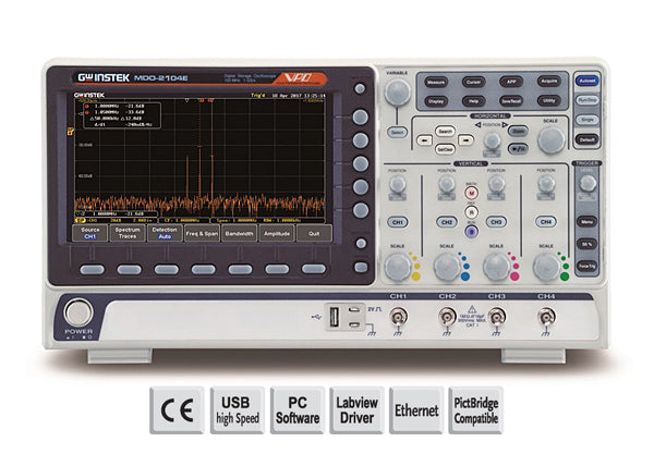 Instek MDO-2000E · Osciloscopio de dominio mixto multifunción