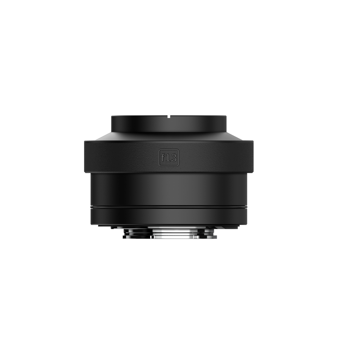 Lente térmico intercambiable Hikmicro para cámaras serie G, cilindro negro con marcado f13 y montura de bayoneta.