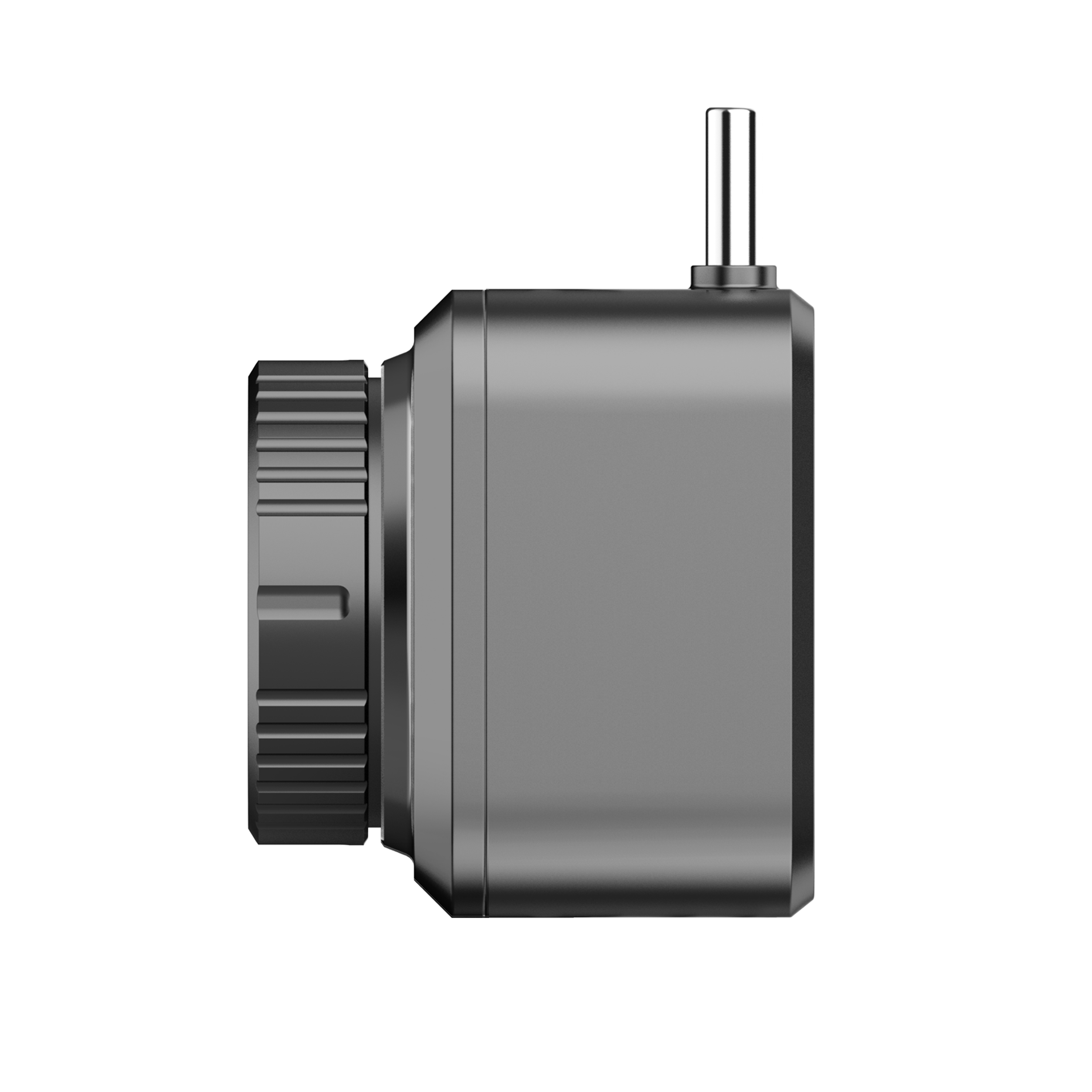 Módulo térmico para smartphone Hikmicro Mini2 Plus V2 visto de perfil, con conector USB-C y anillo de enfoque.