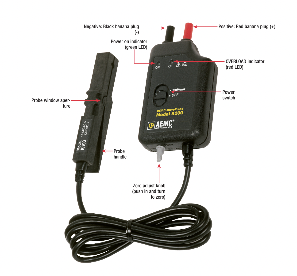 AEMC K100/K110 · Sonda de corriente AC/DC (MicroProbe)