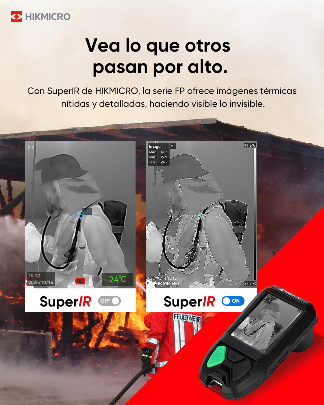 FP21 · Cámara termográfica para bomberos · 256×192 px · -20 a 550 °C