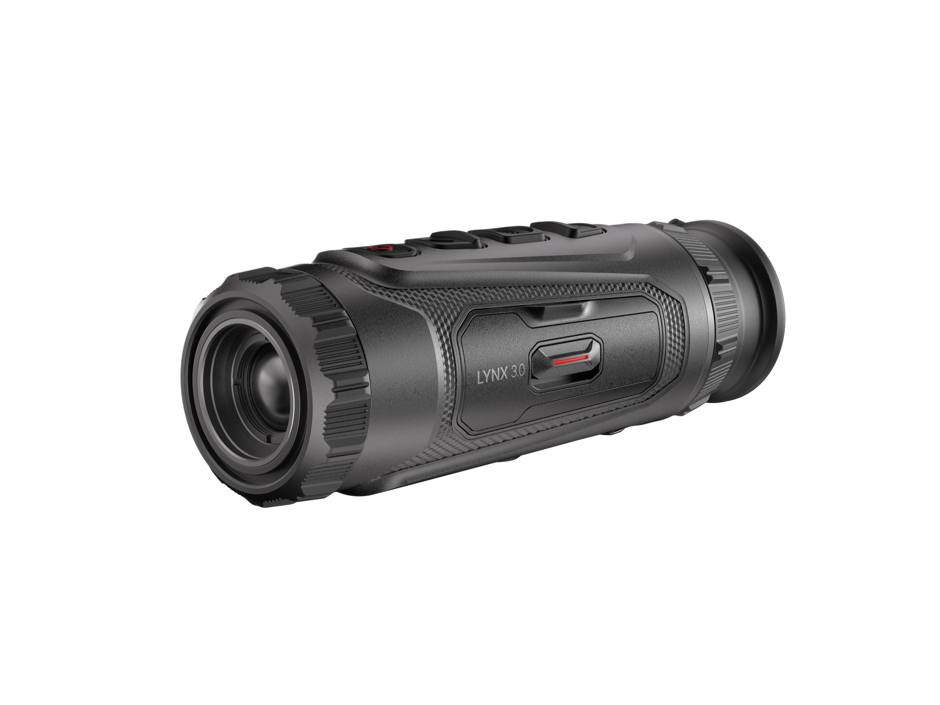 Monocular térmico Hikmicro LH19 3.0 de la línea Lynx, negro, con objetivo de enfoque manual y ocular ajustable.