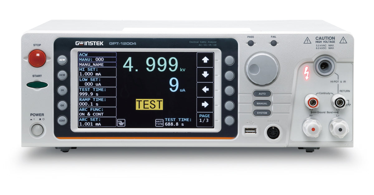 Instek GPT-12000 · Analizador de seguridad eléctrica (hipot)