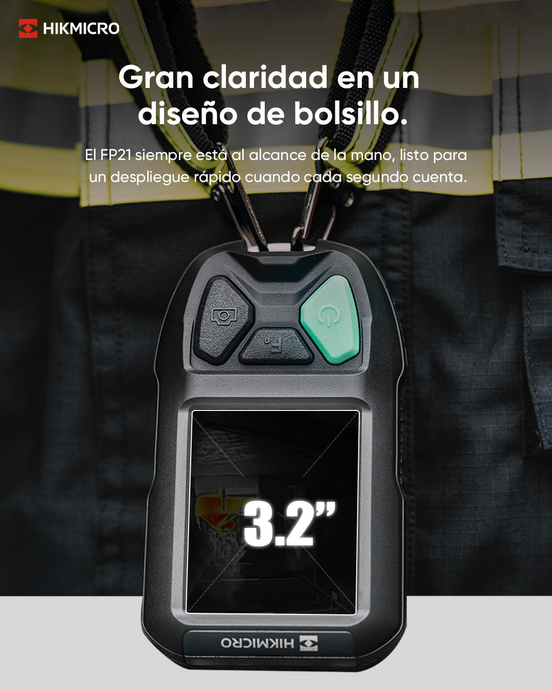FP21 · Cámara termográfica para bomberos · 256×192 px · -20 a 550 °C